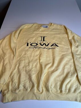 Gear For Sports Yellow Crewneck Sweatshirt with Black Iowa Graphic